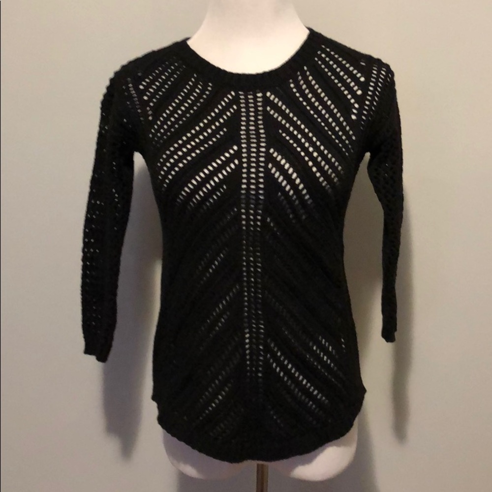 Chelsea & Theodore Black Crochet Sweater